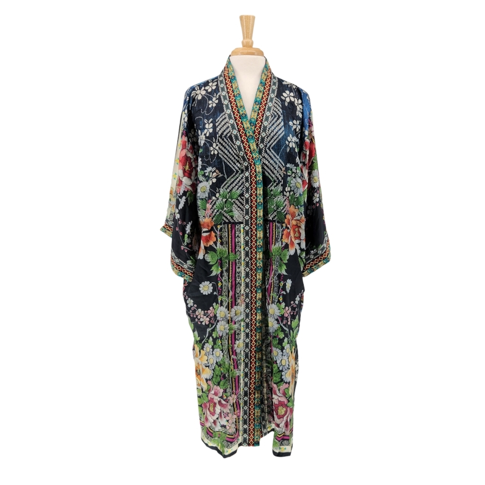 $665 Johnny Was Eliza Multicolor Reversible Kimono Coat Size M